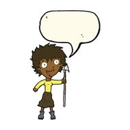 cartoon crazy woman with spear speech bubble N8