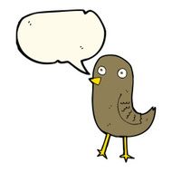 funny cartoon bird with speech bubble N97