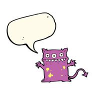 cartoon little monster with speech bubble N23