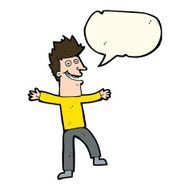 cartoon happy man with speech bubble N345