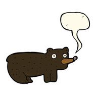 funny cartoon black bear with speech bubble N14