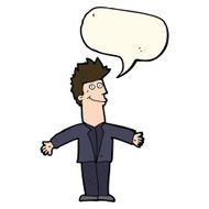 cartoon happy man with speech bubble N347