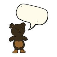 cartoon teddy black bear with speech bubble N7