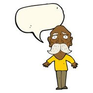 cartoon sad old man with speech bubble N16