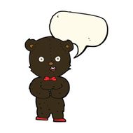 cartoon teddy black bear with speech bubble N8