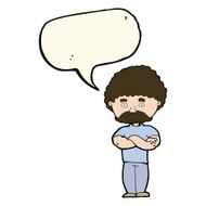 cartoon dad with folded arms speech bubble N8