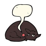 cartoon curled up dog with speech bubble N8