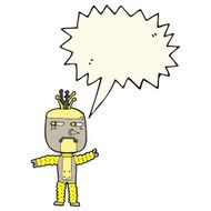 cartoon waving robot with speech bubble N13