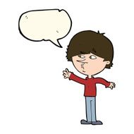 cartoon worried man reaching with speech bubble N15
