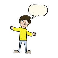 cartoon surprised man with speech bubble N95