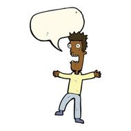 cartoon terrified man with speech bubble N153