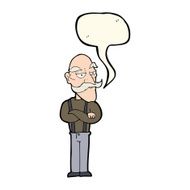 cartoon bored old man with speech bubble N10