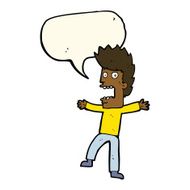 cartoon terrified man with speech bubble N154