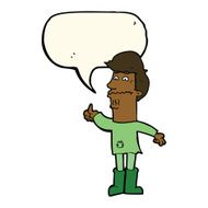 cartoon nervous man with speech bubble N103