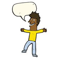 cartoon happy man with speech bubble N349