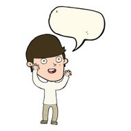cartoon happy man with speech bubble N350
