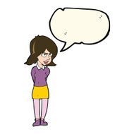 cartoon annoyed woman with speech bubble N137