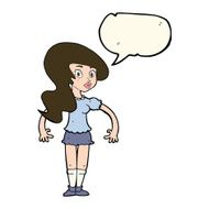 cartoon pretty woman with speech bubble N198