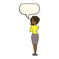 cartoon businesswoman ignoring with speech bubble N5