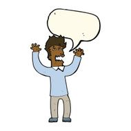 cartoon terrified man with speech bubble N155