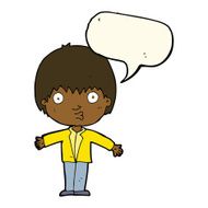 cartoon amazed boy with speech bubble N12