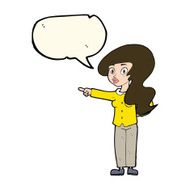 cartoon pretty woman pointing with speech bubble N31