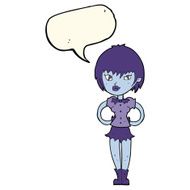 cartoon pretty vampire girl with speech bubble N22