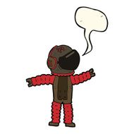cartoon astronaut reaching with speech bubble N7