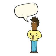 cartoon nervous man with speech bubble N104