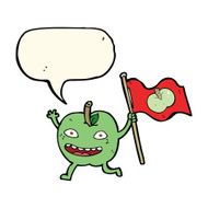 cartoon apple with flag speech bubble N7