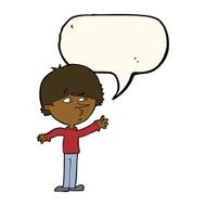 cartoon worried man reaching with speech bubble N16