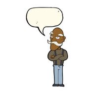 cartoon bored old man with speech bubble N11