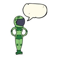 cartoon female astronaut with speech bubble N21