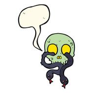 cartoon skull with snakes speech bubble N4