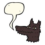 cartoon smug wolf face with speech bubble N3