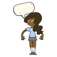cartoon pretty woman with speech bubble N199