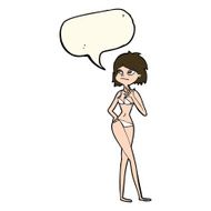 cartoon woman in bikini with speech bubble N42