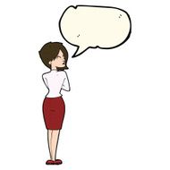 cartoon businesswoman ignoring with speech bubble N6