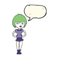 cartoon pretty vampire girl with speech bubble N23