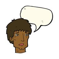 cartoon worried man with speech bubble N78