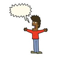 cartoon terrified man with speech bubble N157