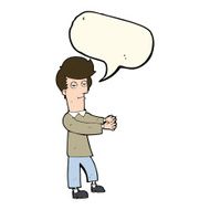 cartoon bored man showing the way with speech bubble N8