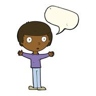 cartoon surprised man with speech bubble N100