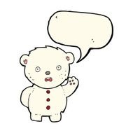 cartoon unhappy polar teddy bear with speech bubble N4