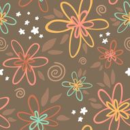 Floral seamless pattern on brown background