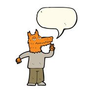 cartoon happy fox man with speech bubble N18