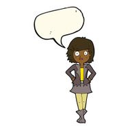 cartoon girl in jacket with speech bubble N8