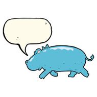 cartoon hippopotamus with speech bubble N7