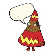 cartoon elf with speech bubble N8