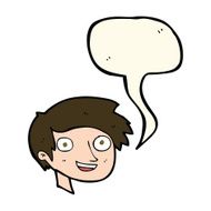 cartoon happy boy face with speech bubble N37